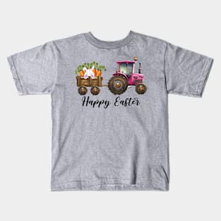 pink tractor Happy Easter Kids T-Shirt